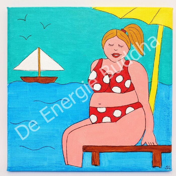 De Energie Buddha - Dikke Dames schilderen - Zonnenbaden